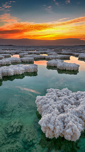 Dead Sea, Magnificent beach, Relaxing scenery, Dream illustration HD phone wallpaper