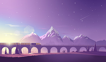 Train Mountains Illustration Minimalistic, train, mountains, illustration, minimalism, minimalist, behance HD wallpaper
