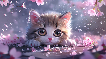 Cute Kitten Blossom - Ultra, Animal, cat, cute, cute cat, kitten HD wallpaper