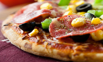 Food, Pizza, Macro, Corn, Maize, Sausage HD wallpaper