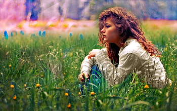Profile, Field, Spring, Beautiful, Women HD wallpaper