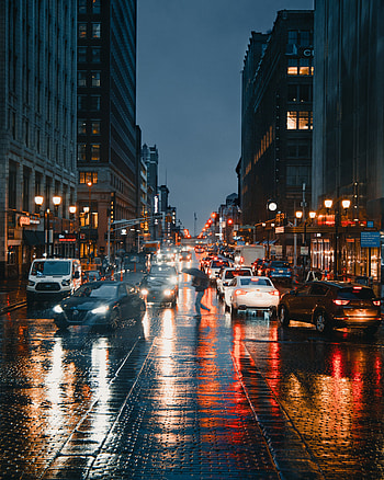 Cities, Auto, Rain, City, Road, Street HD phone wallpaper
