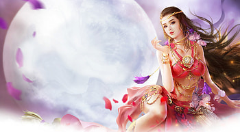 Beauty, moonlight, fantasy, art, beautiful, girl HD wallpaper