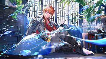 Redhead Tartaglia Childe Genshin Impact HD wallpaper