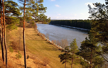 wonderful river banks, trees, river, grass, banks HD wallpaper