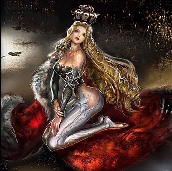 Queen, rongrong wang, fantasy, red, luminos, girl HD wallpaper
