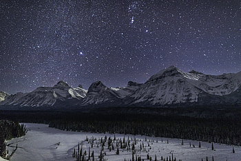 Winter, Nature, Sky, Mountains, Stars, Night, Snow HD wallpaper