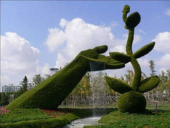 Hedges, art, flower, sculpture, hand HD wallpaper