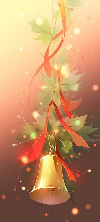 Holiday Charm: Golden Christmas Bell, bell, christmas ornaments, holiday, Christmas HD phone wallpaper