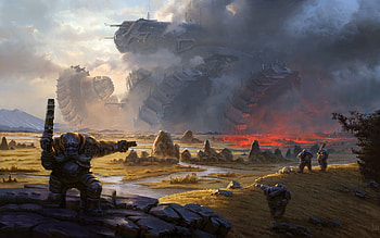 Age of Wonders: Planetfall - Dvar Illustration, Sci Fi, battle, landscape HD wallpaper