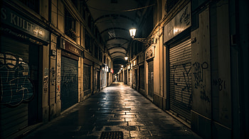 Dark lonely Ally Behind Shops HD wallpaper