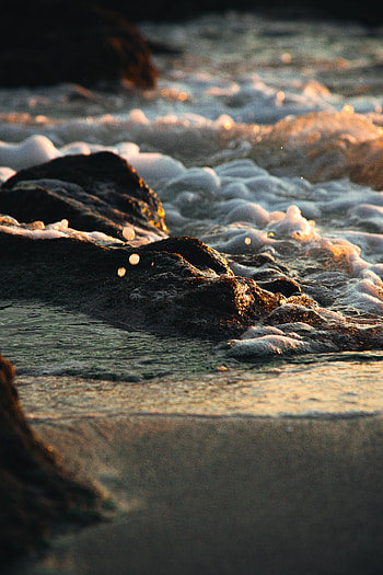 Nature, Waves, Beach, Spray, Lumps, Blocks HD phone wallpaper