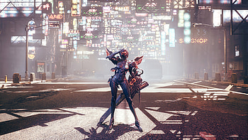 Cyberpunk Girl With Gaint Gun, artist, cyberpunk, artwork, artstation HD wallpaper