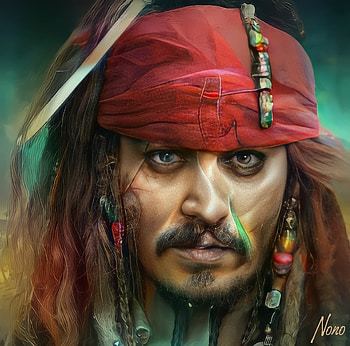 Jack Sparrow, man, red, face, arnaud druot, pirate, art, fantasy, johnny depp, portrait, actor HD wallpaper