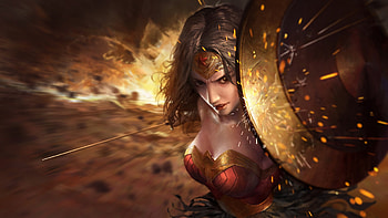 Wonder Woman Amazing Artwork Shield, wonder-woman, superheroes, artist, artwork, artstation HD wallpaper