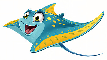 Cheerful Stingray in Vibrant Ultra, stingray, cartoon, fish, colorful HD wallpaper