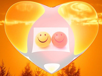 Smiley heart, trees, smiley faces, heart, sunset HD wallpaper