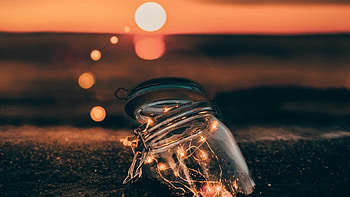 Garland jars glow, Sunset , Warm ambiance, Magical atmosphere HD wallpaper
