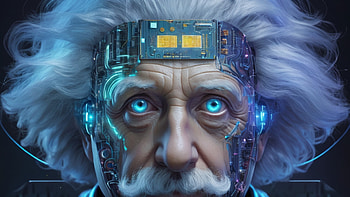 Cyberpunk Albert Einstein, cyberpunk, Albert Einstein, technology HD wallpaper