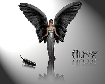 Alisse, wings, black, winged, silver, angel, dress HD wallpaper
