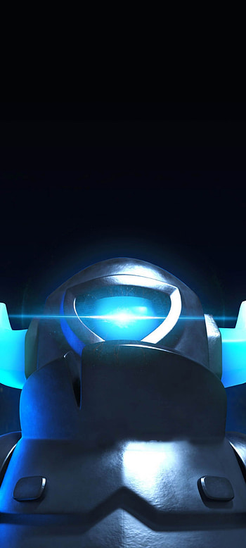 mini pekka, brillo, brillo celeste, poderoso, videojuego, pequeño poderoso, juego, clash royale HD phone wallpaper