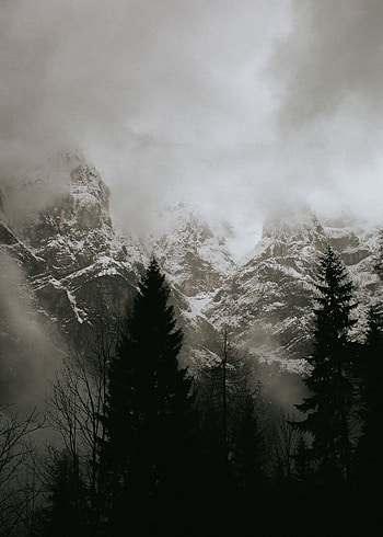 Landscape, Nature, Trees, Mountains, Clouds, Snow HD phone wallpaper