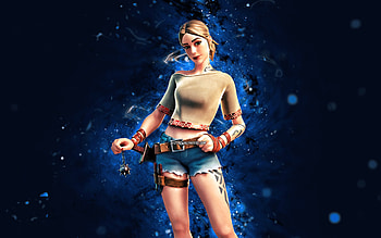 No Hat Safari, , blue neon lights, Fortnite Battle Royale, Fortnite characters, No Hat Safari Skin, Fortnite, No Hat Safari Fortnite HD wallpaper