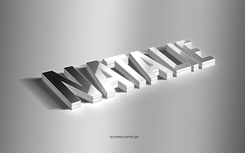 Natalie, silver 3d art, gray background, with names, Natalie name, Natalie greeting card, 3d art, with Natalie name HD wallpaper