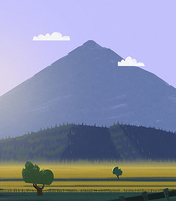 Art, Mountain, Vertex, Top, Forest, Field HD phone wallpaper