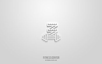 Fitness Center 3d icon, white background, 3d symbols, Fitness Center, sport icons, 3d icons, Fitness Center sign, sport 3d icons HD wallpaper