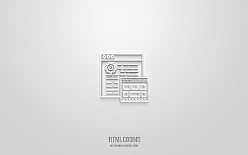 HTML Coding 3d icon, white background, 3d symbols, HTML Coding, programming icons, 3d icons, HTML Coding sign, programming 3d icons HD wallpaper