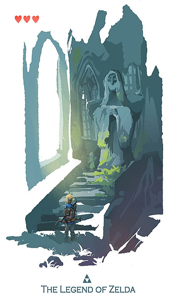Visiting the statue of the goddess, Link, The Legend of Zelda, video game, The Legend of Zelda: Breath of the Wild HD phone wallpaper