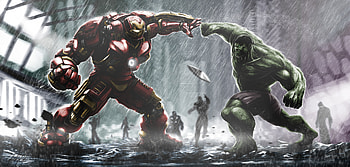 Iron Hulkbuster And Hulk Fight Artwork, iron-man, hulkbuster, hulk, artist, artwork, superheroes, artstation HD wallpaper