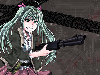 Miku with a Spas-12, awesome, vocaloid, nice, shotgun, miku, vocaloids, hatsune, gun, hilarious, hatsune miku, twintail, blue hair, spas-12, anime, cool, weapon, funny HD wallpaper