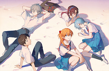 Evangelion, Anime, Neon Genesis Evangelion, Asuka Langley Sohryu, Kaworu Nagisa, Mari Makinami Illustrious, Rei Ayanami, Shinji Ikari HD wallpaper