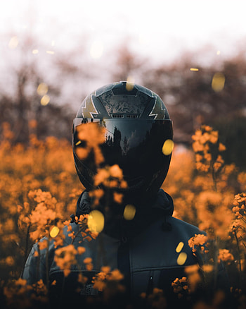 Flowers, Glare, Miscellanea, Miscellaneous, Motorcyclist, Helmet Equipment HD phone wallpaper