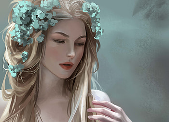 Girl, Woman, Wreath, Look, Pretty, Flowers HD wallpaper