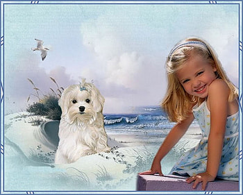 Girl with puppy, dog, puppy, girl, people, woman, beach HD wallpaper