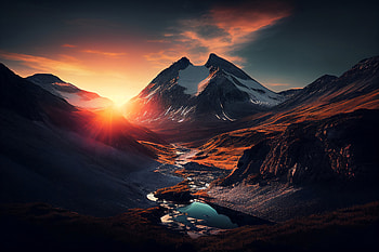 landscape, mountain, sunset HD wallpaper