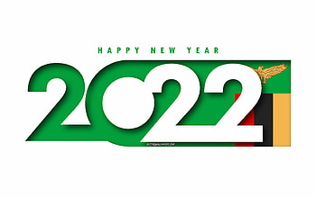 Happy New Year 2022 Zambia, white background, Zambia 2022, Zambia 2022 New Year, 2022 concepts, Zambia, Flag of Zambia HD wallpaper
