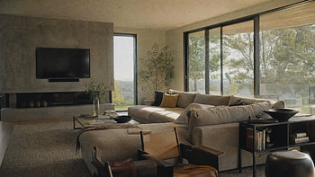 Modern Home: Serene Contemporary Living Room, Television HD wallpaper