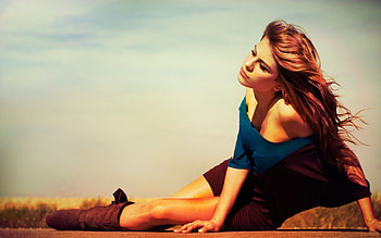 Redhead, road, girl, models, beauty HD wallpaper
