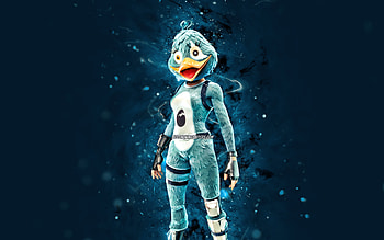 Blue Quackling, , blue neon lights, Fortnite Battle Royale, Fortnite characters, Blue Quackling Skin, Fortnite, Blue Quackling Fortnite HD wallpaper