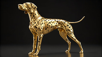 Golden Dalmatian: Ultra, dalmatian, golden, sculpture, artistic HD wallpaper