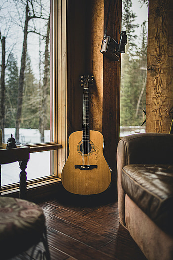 Music, Wood, Wooden, Brown, Guitar, Musical Instrument, Acoustic Guitar HD phone wallpaper