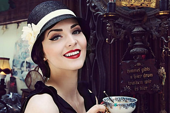 morning coffee, graphy, coffee, people, hat, woman HD wallpaper