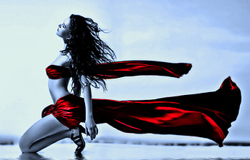 In red, sexy, girl, model, red HD wallpaper
