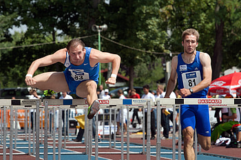 Hurdling athletes, Triathlon challenge, Track and field, Physical exercise HD wallpaper