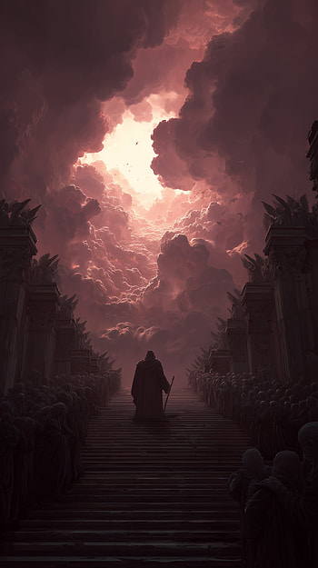 Heavenly Stairway : Journey Through Clouds and Light, stairs, cloud, landscape HD phone wallpaper