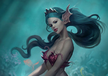 Mermaid, blue, sirena, sea creature, summer, fantasy, underwater, luminos, caterina kalymniou HD wallpaper